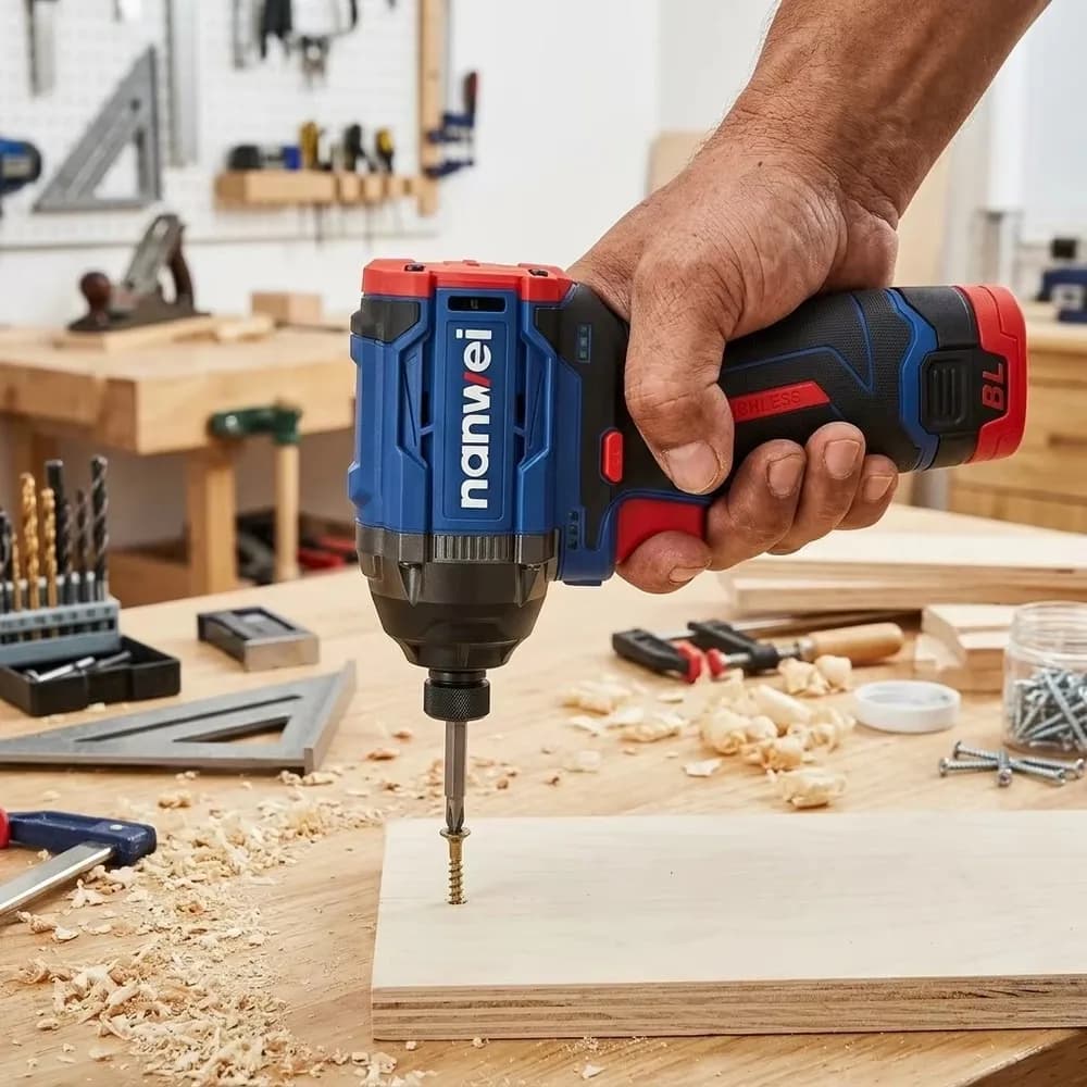 140N.M Cordless Impact Drill Brushless Electric Screwdriver High Torque Power Screw Drivers Blue