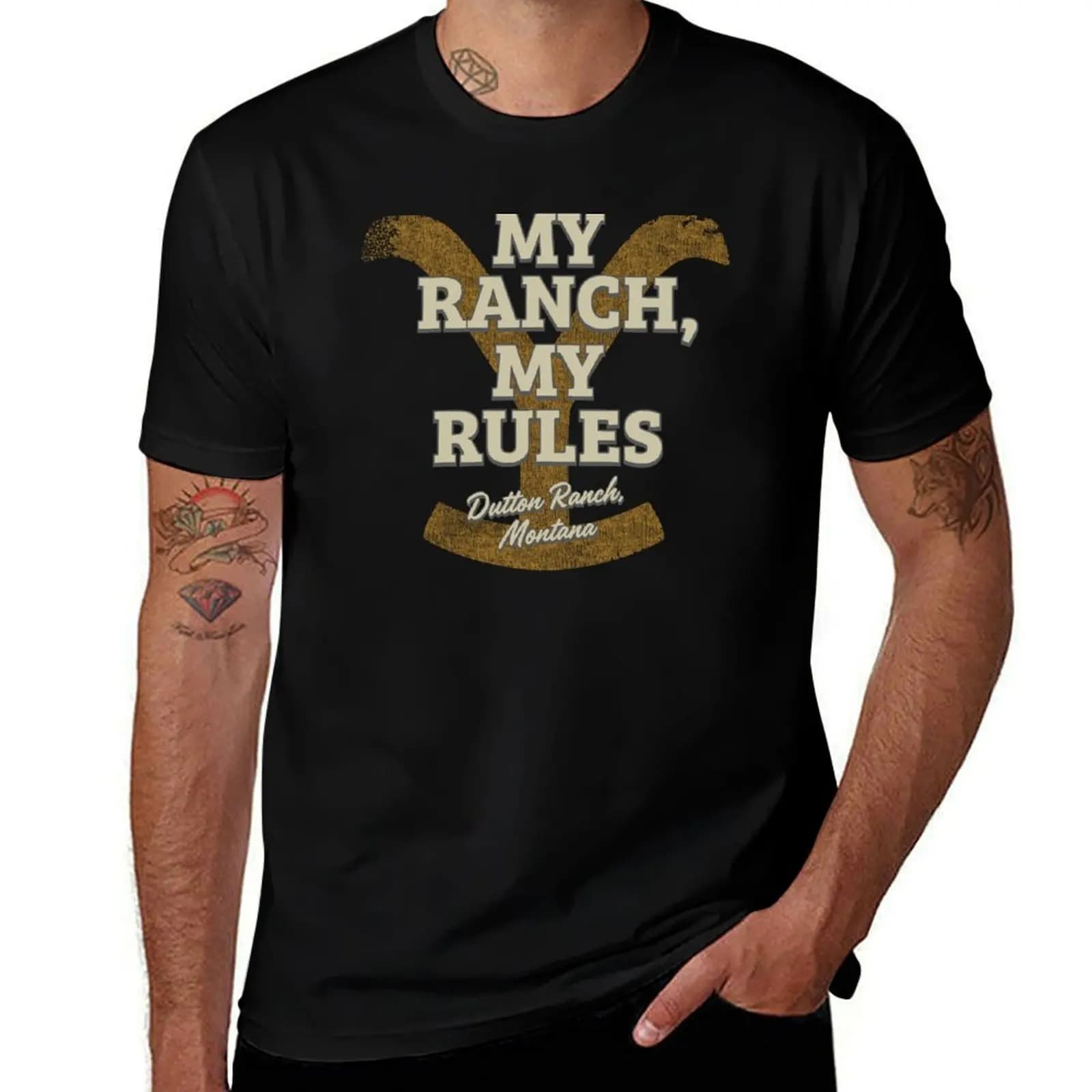 Yellowstone My Ranch, My Rules Dutton Ranch Retro Logo T-Shirt anime t shirts for man man t shirts for men