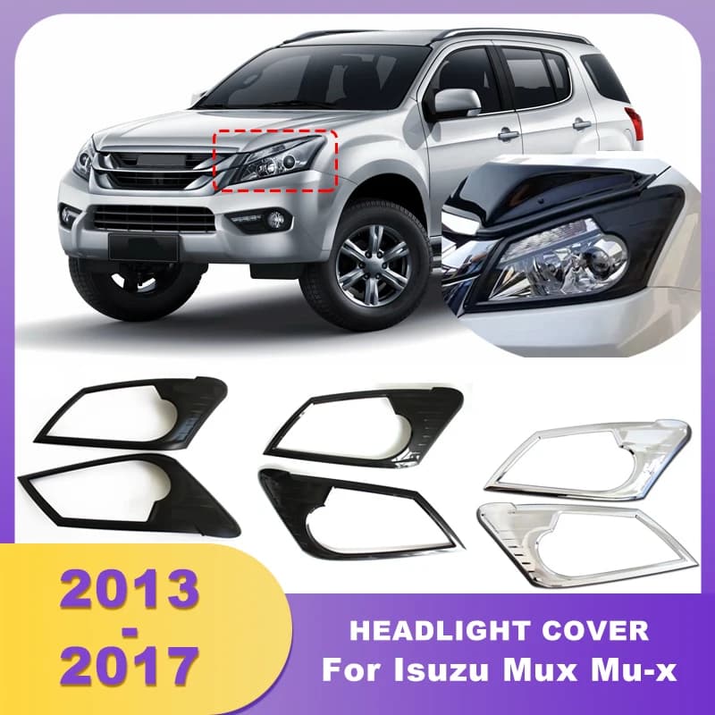 ABS Chrome Front Bumper Headlights Cover For Isuzu Mux Mu-x 2013 2014 2015 2016 2017 Head Lamp Hoods