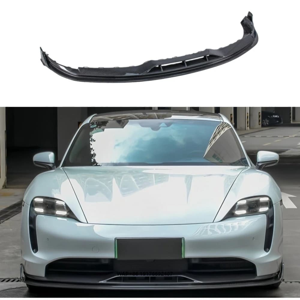 Car Modification PK Style Dry Carbon Fiber Body Kit Front Spoiler Splitter Bumper Lip Suitable for Taycan