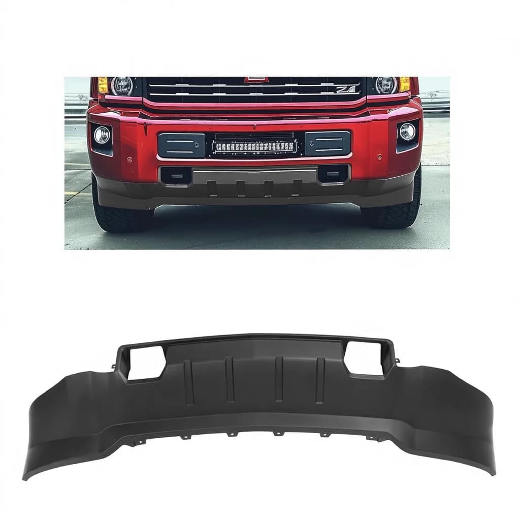 HECASA Front Bumper Valance OLIVER Compatible 2015-2019 For Silverado 2500 3500HD 22978557 GM1092252 Plastic (PP) Black