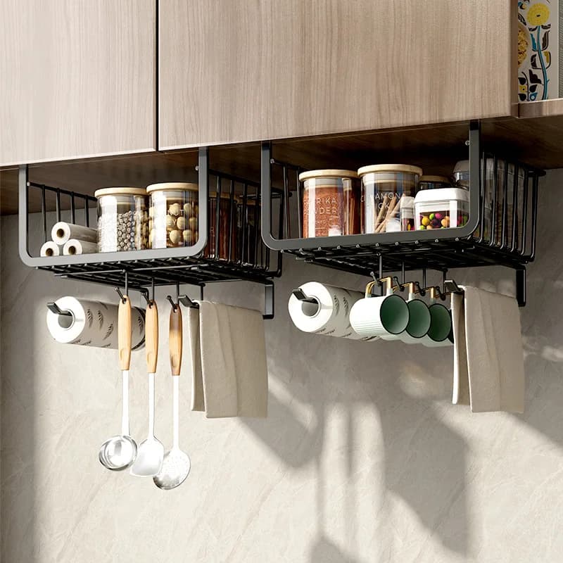 Kitchen Shelf Storage Artifact Layered  Basket Cabinet Inner Cabinet Lower Hanging Paper