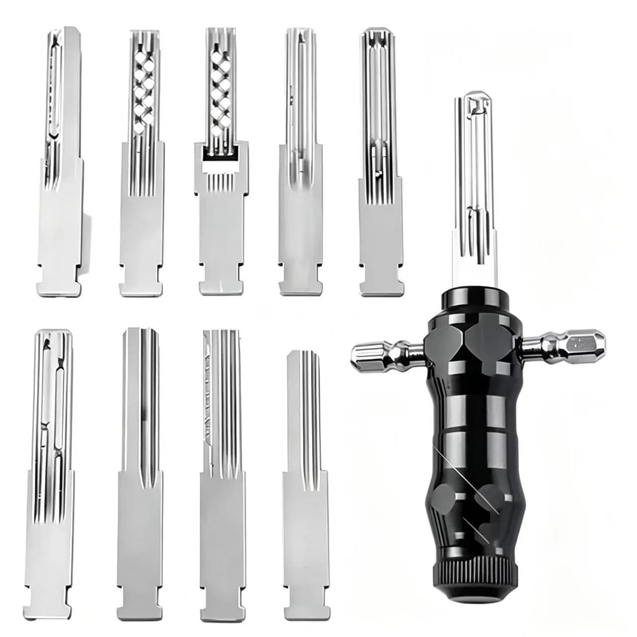 Multifunctional 10pcs Lock Pick Set T-Handle Locksmith Tool Portable Lock Opener for Home Cabinet & Door Locks Lock Decoder Tool