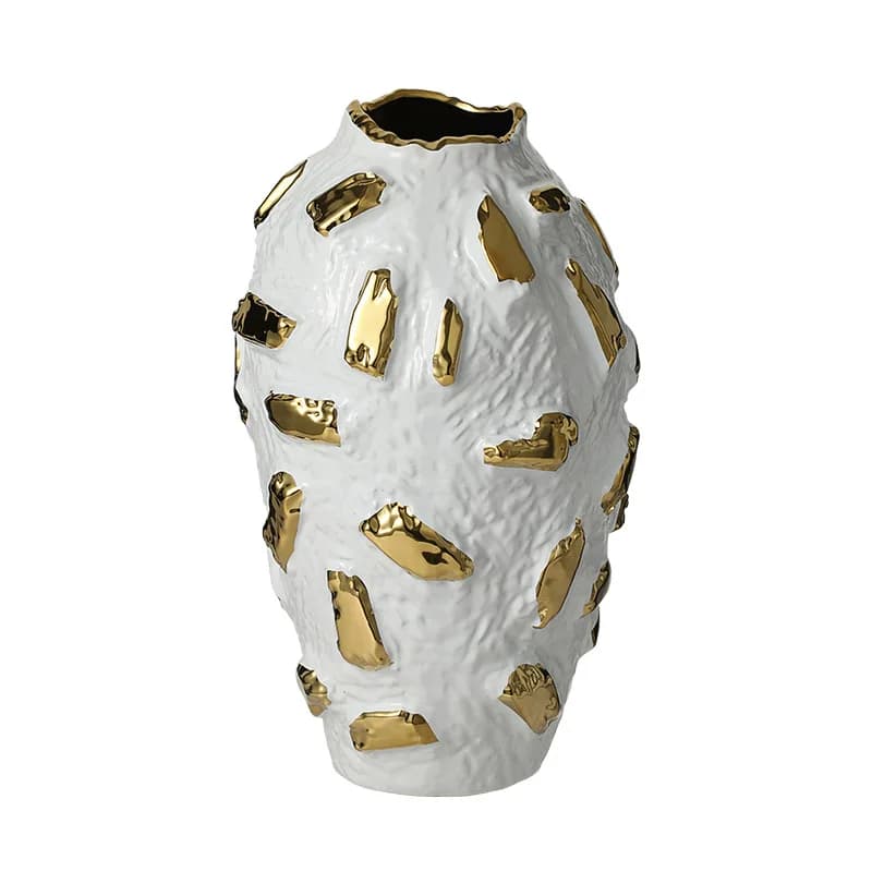New Chinese style light luxury abstract gold piece ceramic vase villa living room dining table decorative art ornament