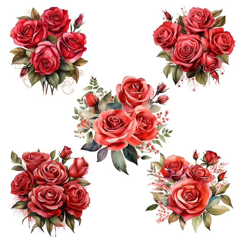 C1246# Red Rose Self-Adhesive Toilet Stickers,Wall Decal Removable, Reusable Vinyl Car Sticker for Bathroom Decor