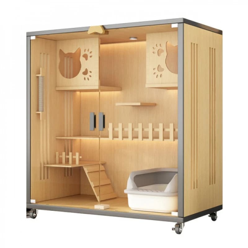 Cat villa panoramic glass cat house, household indoor cat house