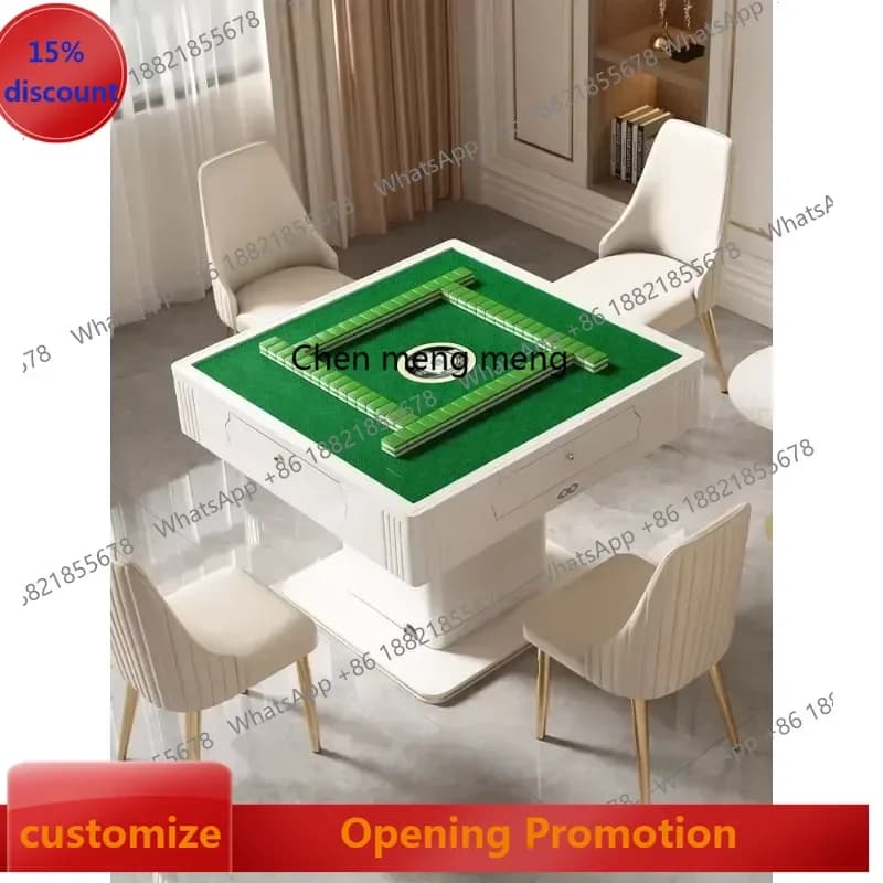 cn8617 ssNew Modern electric lifting three-purpose integrated rock slab mahjong tables and chairs silent chess and card tables