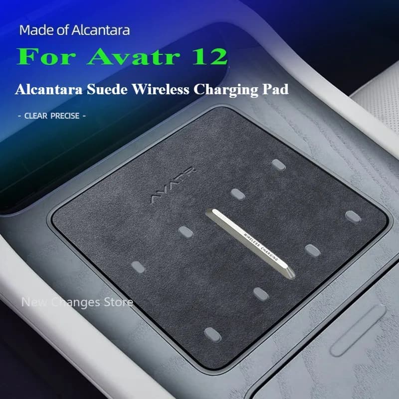 For Avatr 12 2023-2026 Black Alcantara Suede Wireless Charging Pad Interior Decoration Anti Slip Mat Car Accessories