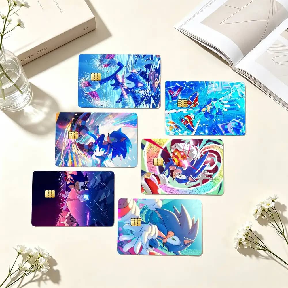S-Sonic The Hedgehog Sonic  Credit Card HD Stickers Game Card Decal Small Chip Waterproof Sticker Gift