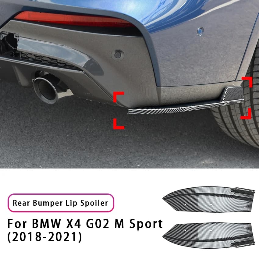 2PCS Car Carbon Fiber Rear Bumper Lip Diffuser Side Spoiler Air Vent Canard Splitter For BMW X4 G02 M Sport 2018-2021