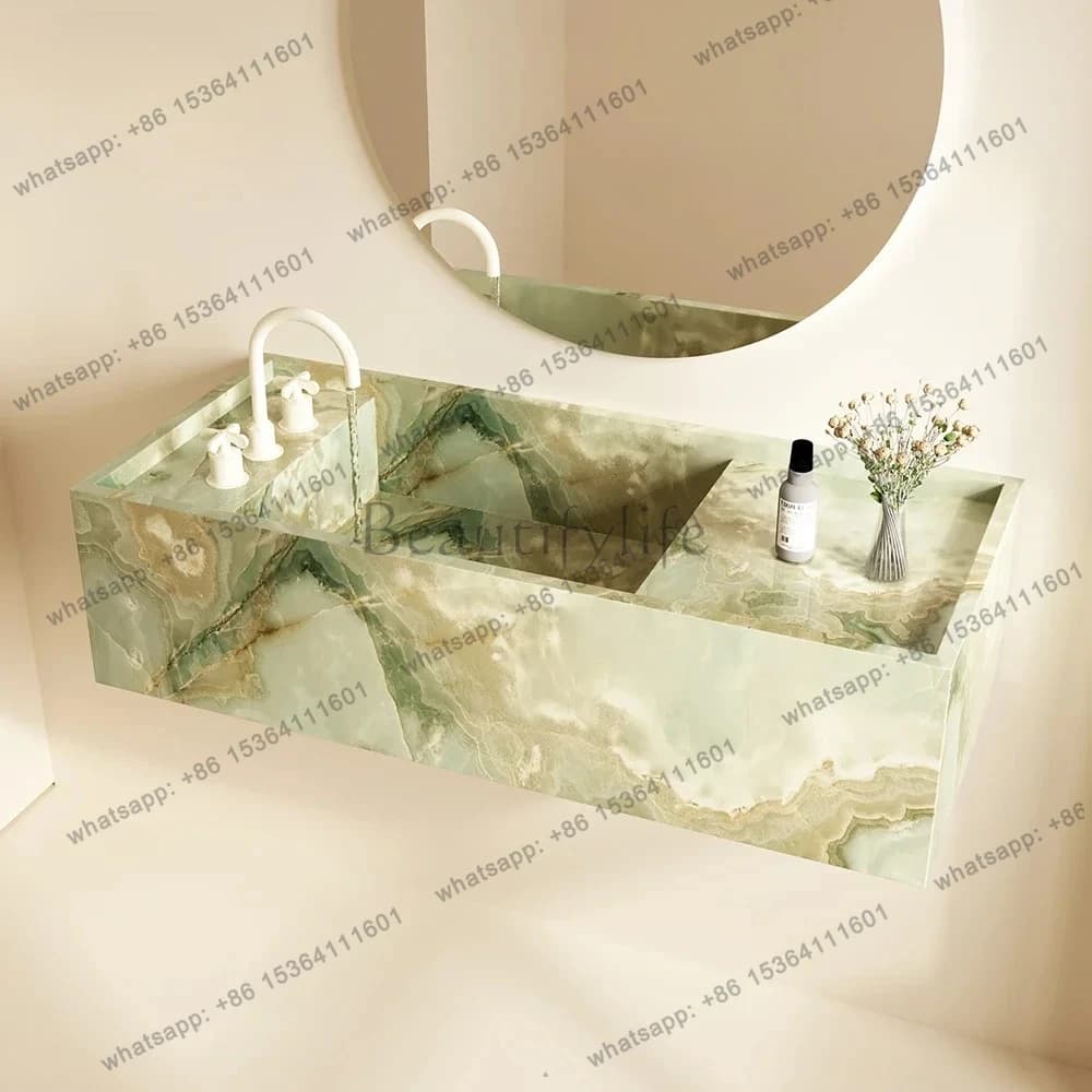 Medieval retro sapphire marble luxury stone slate wash hands and face bathroom cabinet fashion designer