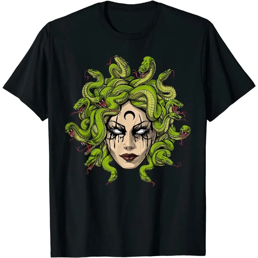 Medusa Greek Goddess Snakes Ancient Greece Mythology Gothic T-Shirt. Summer Cotton Short Sleeve O-Neck Mens T Shirt New S-3XL