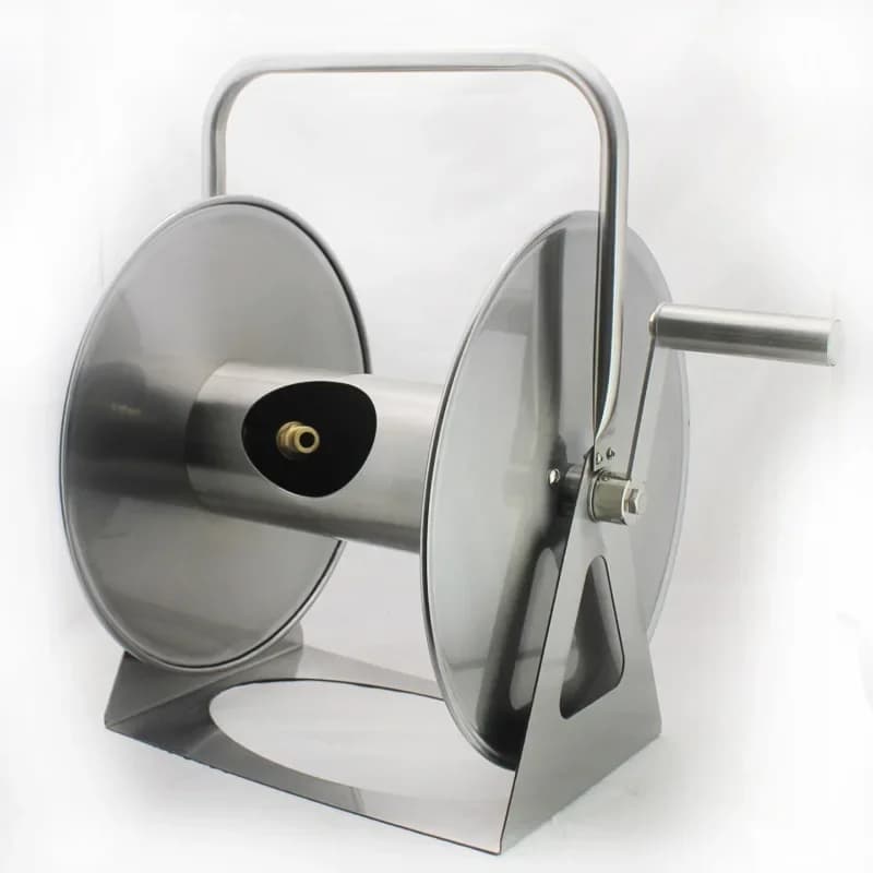 Water Pipe Truck Storage Rack Pipe Reel, Stainless Steel Metal Winch