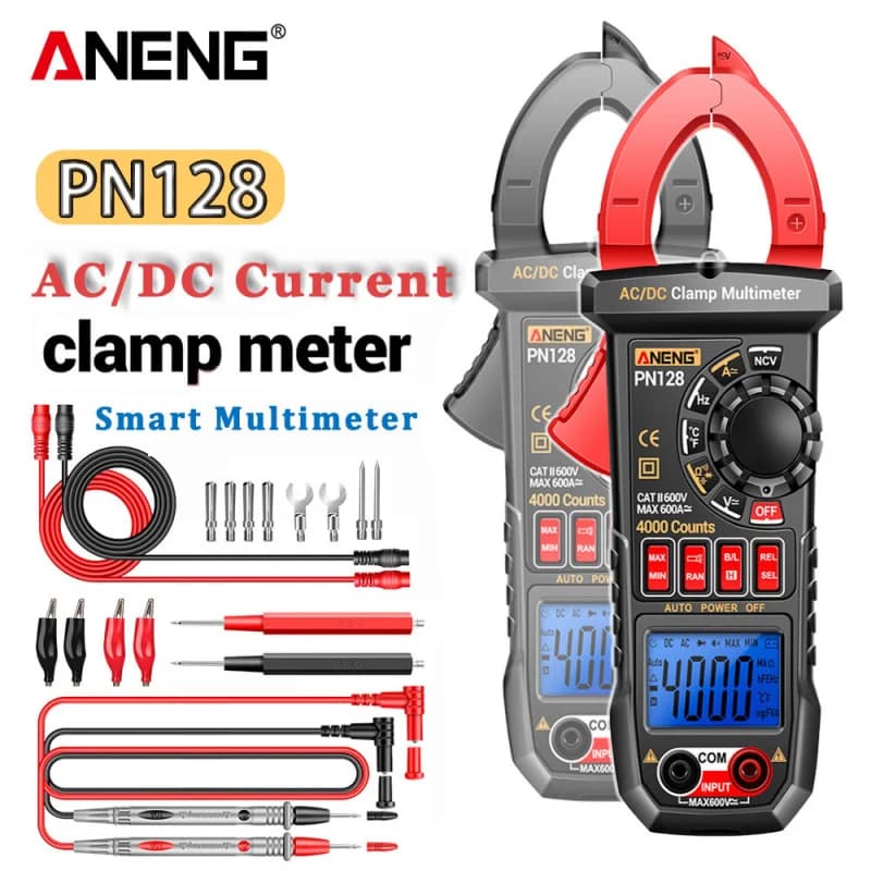 Digital Multimeter Clamp Meter 4000 Count ANENG PN128 High Precision 600A AC/DC Current Voltage NCV True RMS Test Measure Tools