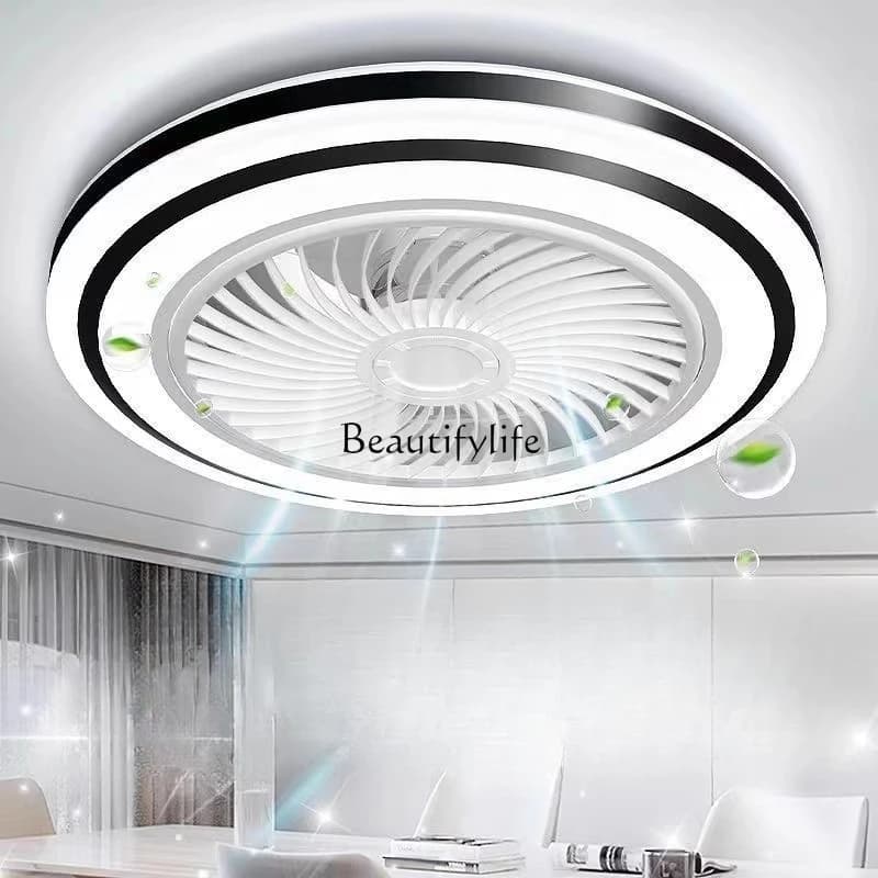 1Intelligent ceiling fan light invisible Nordic simple silent ultra-thin integrated ceiling fan with light