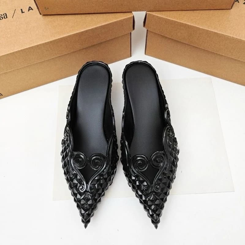 Women's Shoes Pointed Witch Low Heel Slippers European Retro FOR Melissa Court
