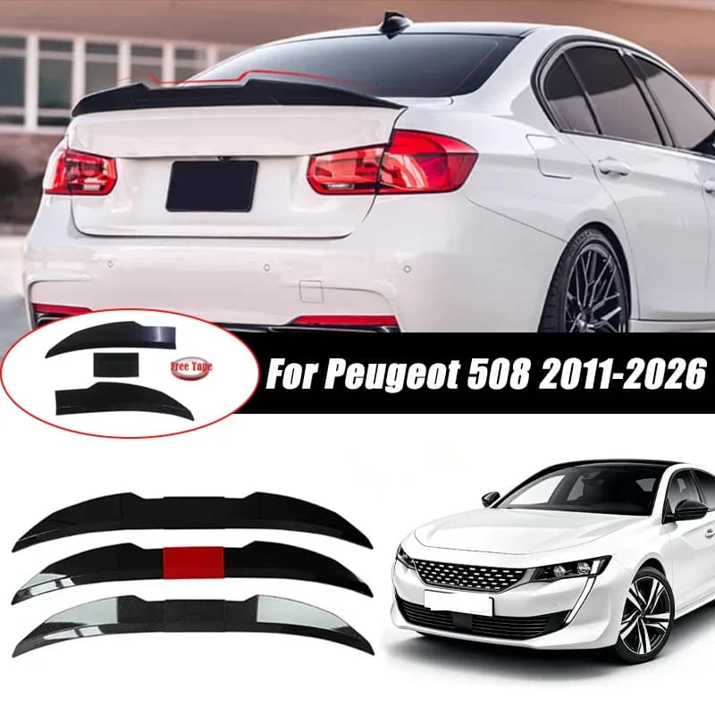 3pcs Sedan Rear Trunk Spoiler For Peugeot 508 2011-2026 Adjustable DIY Modified Trunk Spoiler Automotive Accessories