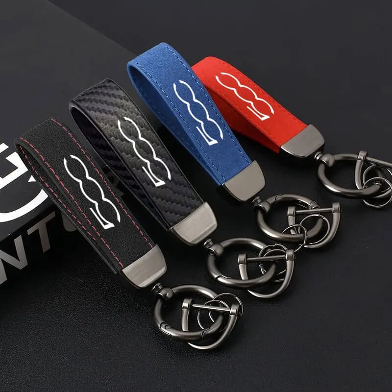 Car keychain suede Key Ring Fashing Decoration Horseshoe Buckle Tag Buckle Lanyard Gift For Fiat abarth 500 Accessorie