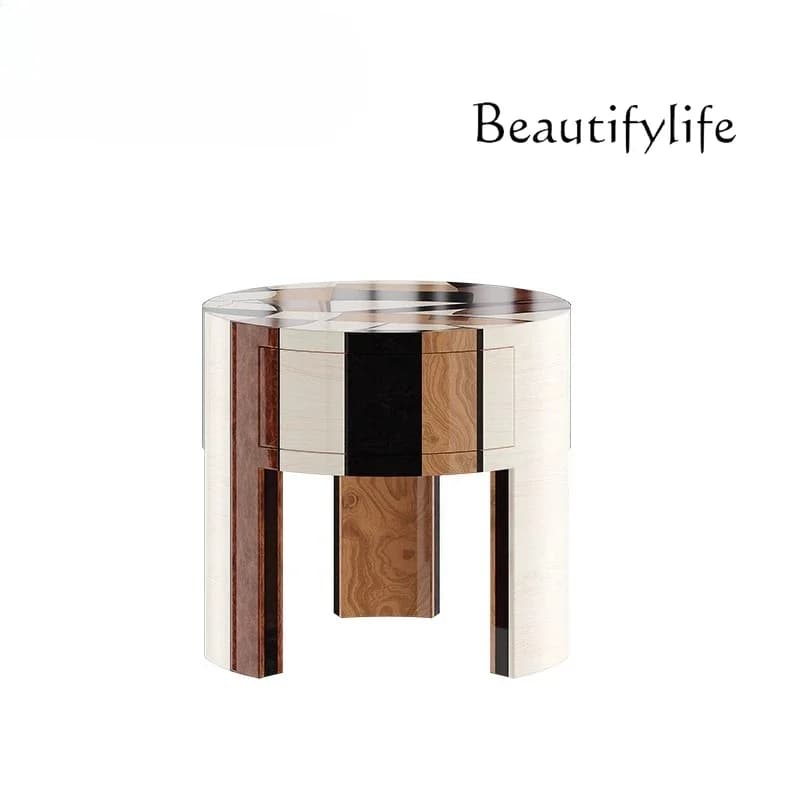 BJ Veneer Parquet Bedside Table Custom Cabinet Luxury Villa Club Model Room Fashion Light Luxury Cabinet