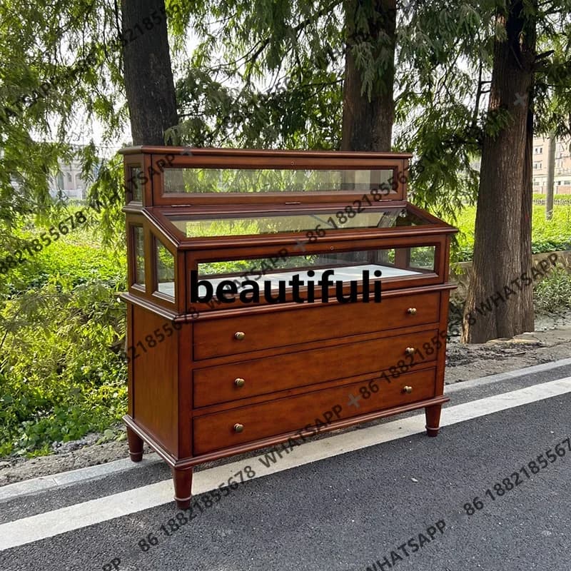 F150 Medieval piano display cabinet, all solid wood retro nostalgic display cabinet, jewelry storage cabinet
