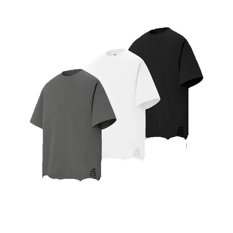 250g Heavyweight High Street Layering T-Shirt, Unisex Couple Loose 100% Cotton Short Sleeve Undershirt, Summer Casual Wear 6819