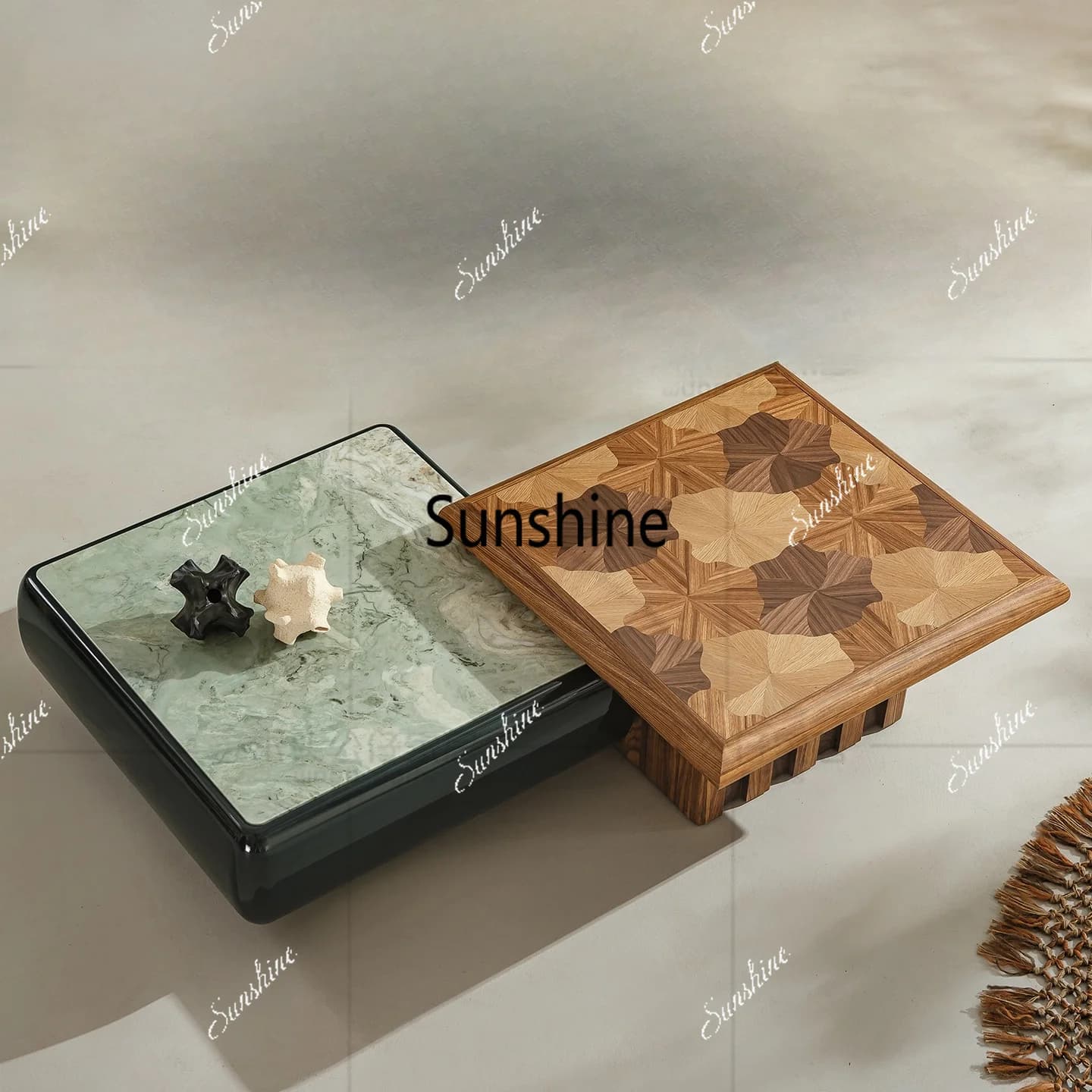Italian light luxury simple shape coffee table combination