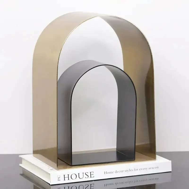 Golden Arches Geometric Hollow Semicircle Metal Handicraft Sculpture Metal Figurine Room Decoration Accessories