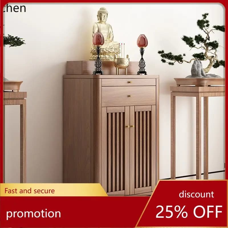 CZ Chinese Style Solid Wood Buddha Cabinet Home Altar Worship Table Living Room Small Guanyin God of Wealth Standing Cabinet