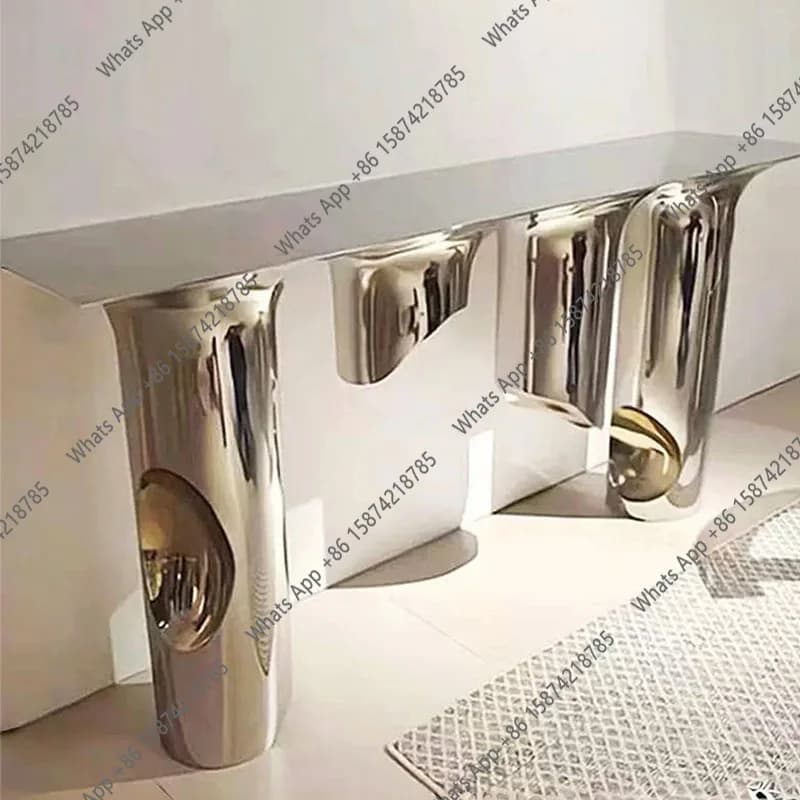 Italian light luxury entrance table marble entry end view table modern high-end stainless steel entrance table
