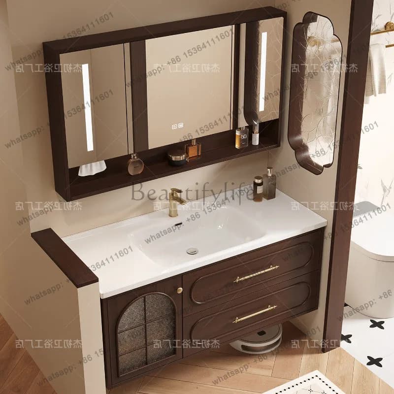 YJ Wall Organizer Bathroom Cabinet Mirror Storage Shelves Accessories Cupboard Decorations Skincare Archivadores Trendy Furnitur