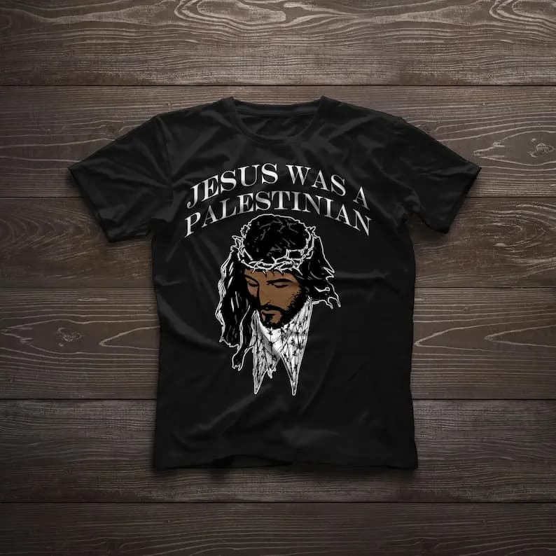 Cotton for Autumn Winter Vintage Casual Tops Jesus Was A Keffiyeh Palestine Support Christian Faith Unisex T-shirt Men Clothing