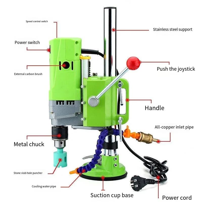 Small Fixed Electric Hole Drilling Machine Desktop Suction Cup Water Drill for Glass Tile & Stone Plate Dedicated Hole Opening