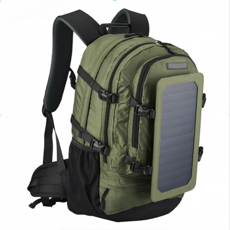 Outdoor emergency solar backpack, waterproof with USB socket, power charger
