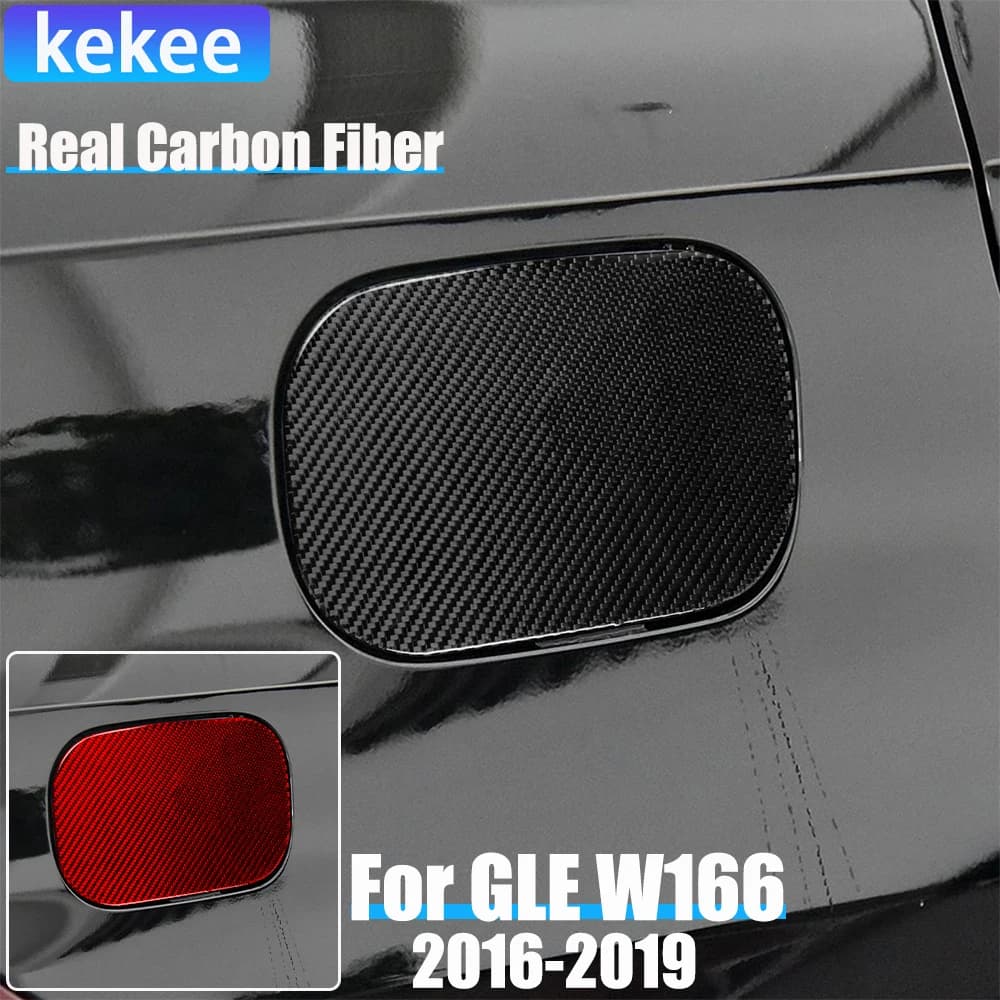 Real Carbon Fiber Car Accessories Fuel Gas Cap Panel Trim Cover Soft Sticker For Mercedes-Benz W166 GLE 2016 2017 2018 2019