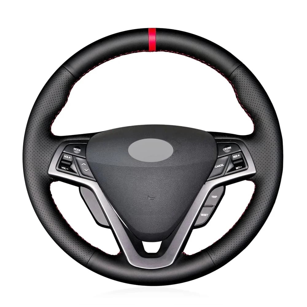 Alcantara Real Leather Steering Wheel Cover Red Thread Red Stripe Hand Stitching Car Accessoires for Hyundai VELOSTER 2012-2017