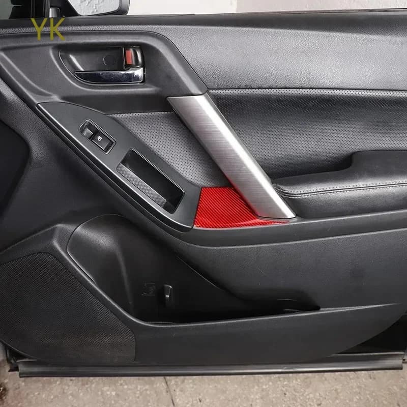 Soft Carbon Fibre Car Glass Lift Rear Panel Cover Trim Sticker Interior Car Accessories For Subaru Forester 2013-2018