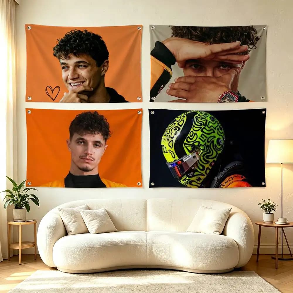 R-Racing Driver Lando Norris 4  Flags for Bedrooms Home Decor Items Outdoor Decors Garage Decoration Flaga