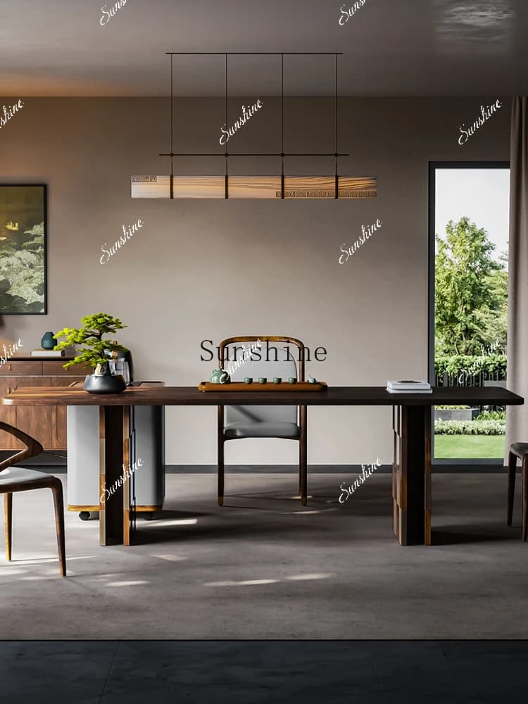 Walnut modern high-end living room tea table and chair combination Italian light luxury home office creativity  FT