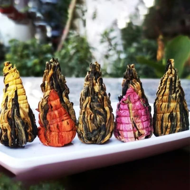 Chinese Tea Set Puer Bead Kung Fu Tea Table Decoration Creativity Handmade Dianhong Bao Ta Unique DIY Flower Tea Bead Tea Pet