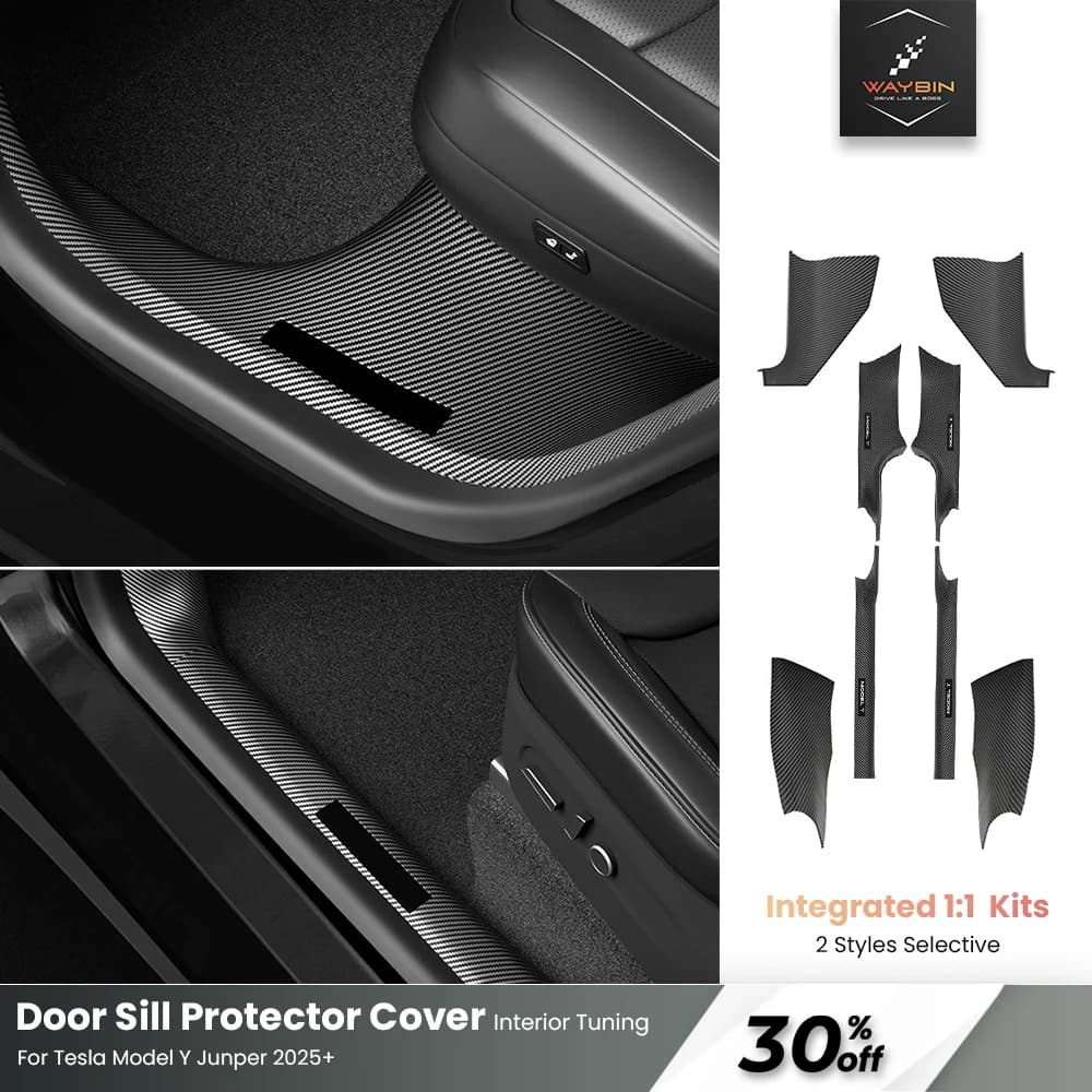 8Pcs Door Sill Protector Cover For Tesla Model Y Juniper 2025+ Front Rear Anti-Scratch Anti-Kick PP Guard Interior Accessoires