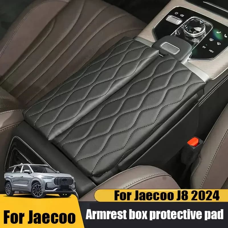 For Jaecoo J8 2024 2025 Car armrest box height increasing protective pad made of leather material for interior protection