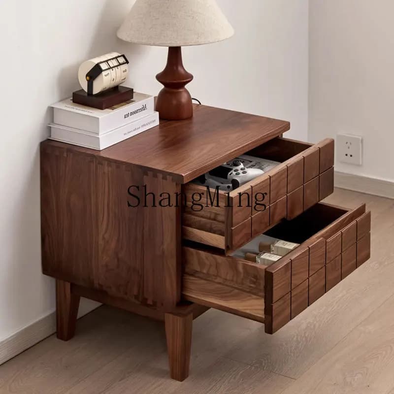 SM Solid Wood Minimalist Modern Walnut Bedside Cabinet Modern Minimalist Rubik's Cube Locker Cabinet
