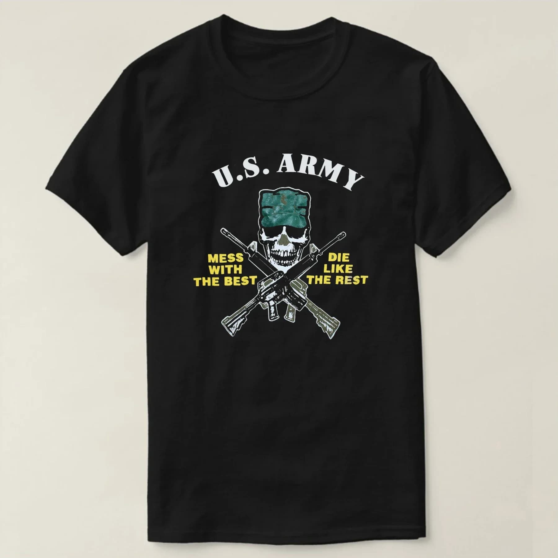 "MESS WITH THE BEST - DIE LIKE THE REST" US ARMY T-Shirt 100% Cotton O-Neck Summer Short Sleeve Casual Mens T-shirt Size S-3XL