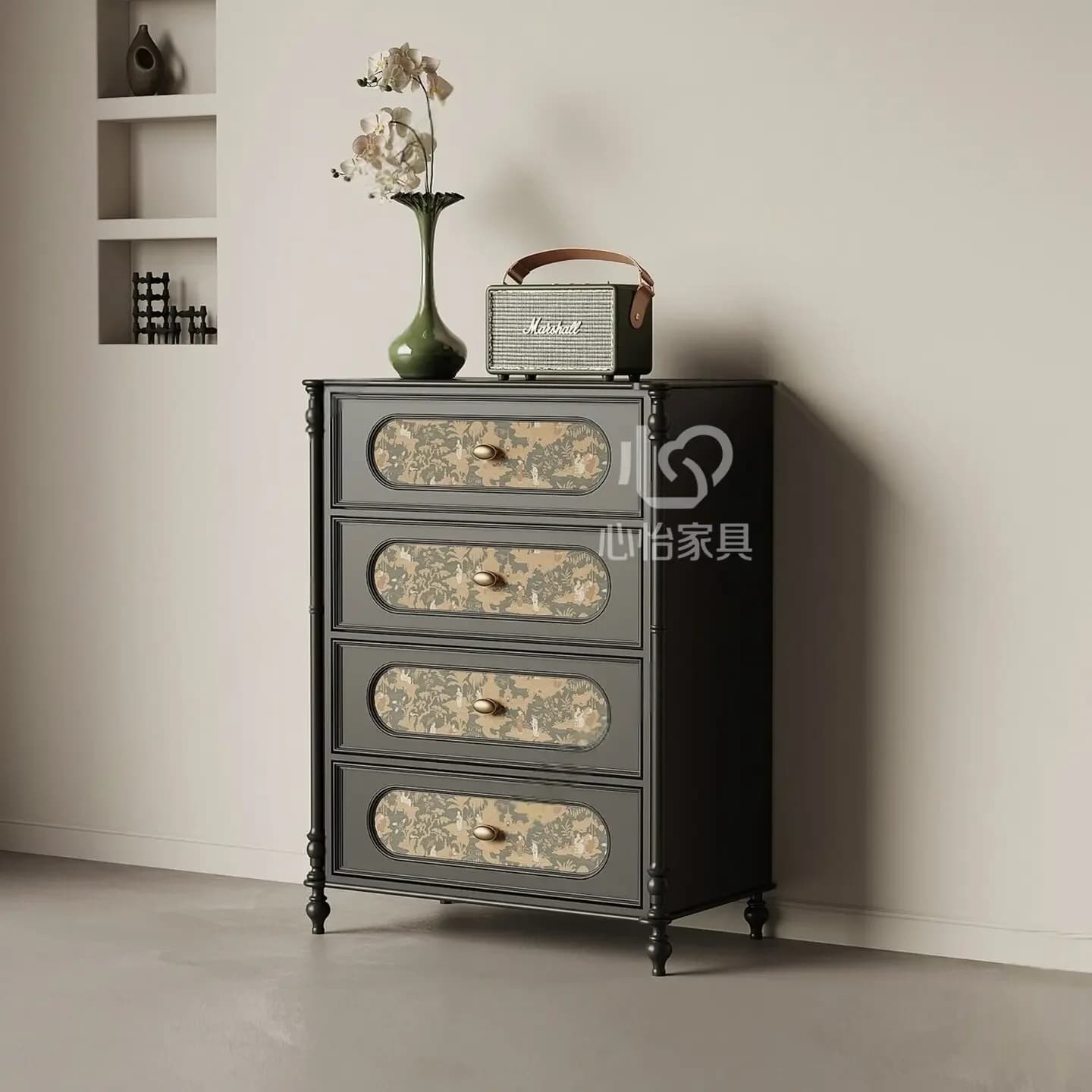 a5- New Chinese-style solid wood dining side , living room household small apartment, drawer ,entrance cabinet, against the wall