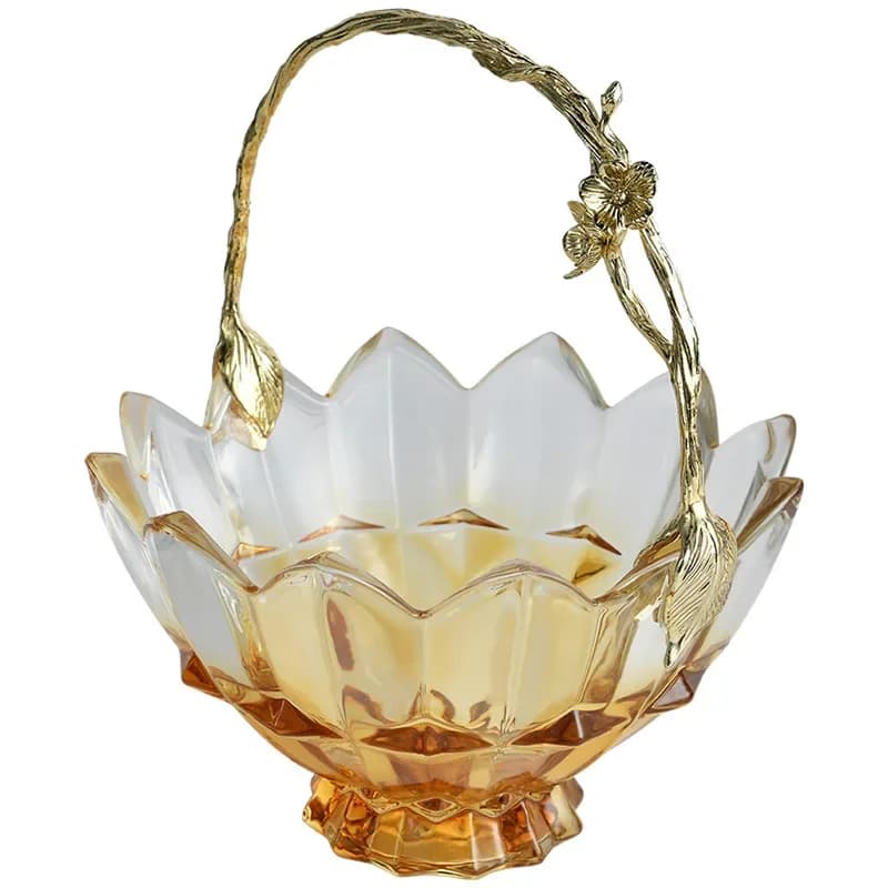 Creative high-end exquisite glass fruit plate household living room coffee table plate high-end decorative tray dessert table