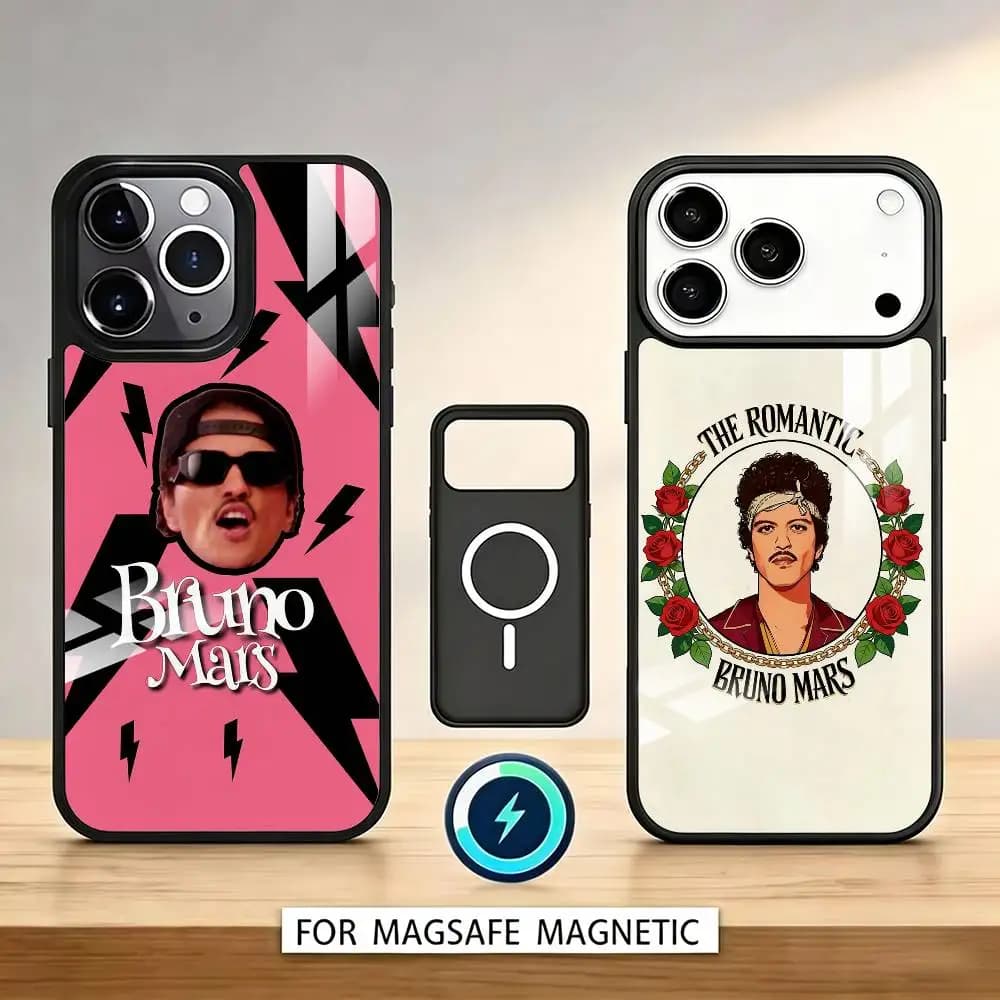 S-Singer B-Bruno M-Mars Phone Case For iPhone17,16,15,14,13,12,11 Plus,Pro Max Magnetic For Magsafe Wireless Charging