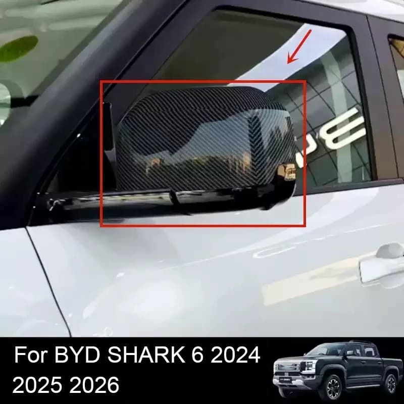 2pcs/Lot ABS Car Rear View Mirror Decoration Cover Exterior Mirrow Cover For BYD SHARK 2024 2025 2026 LHD&RHD Auto Accessories