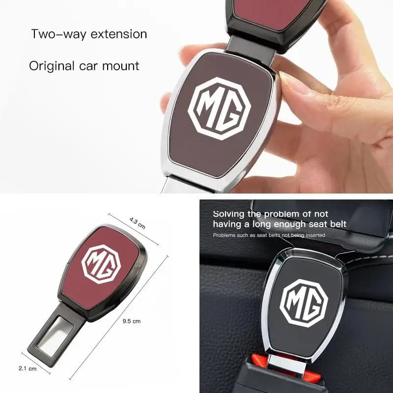 1Pcs MG Logo Car Seat Belt Extender Buckle For MG ZS EV HS GT One, Safety Belt Insert Plug Muffler Eliminator Auto Interior Acce