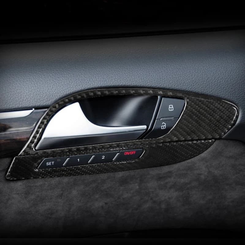 Carbon Fiber For Audi Q7 2008-15 Car Accessories Control Gear Shift Button Panel Decorative Strip Cover Trim Sticker Car Styling
