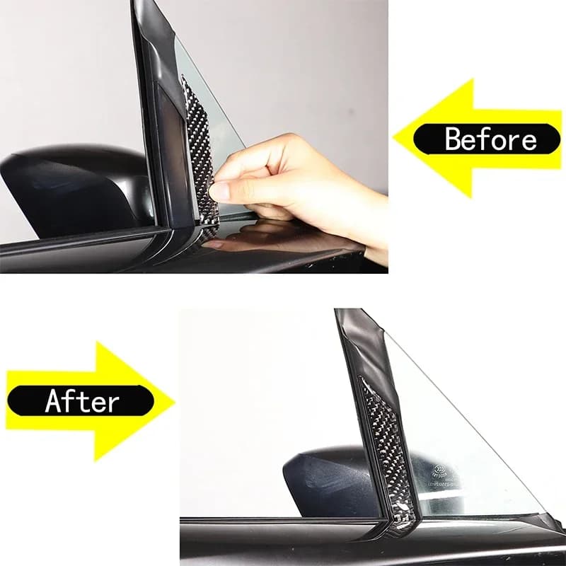 For 2016-2024 Mazda MX-5 Soft Carbon Fiber Car Front Triangle Window Divider Trim Strip Sticker Car Interior Accessories 2Pcs